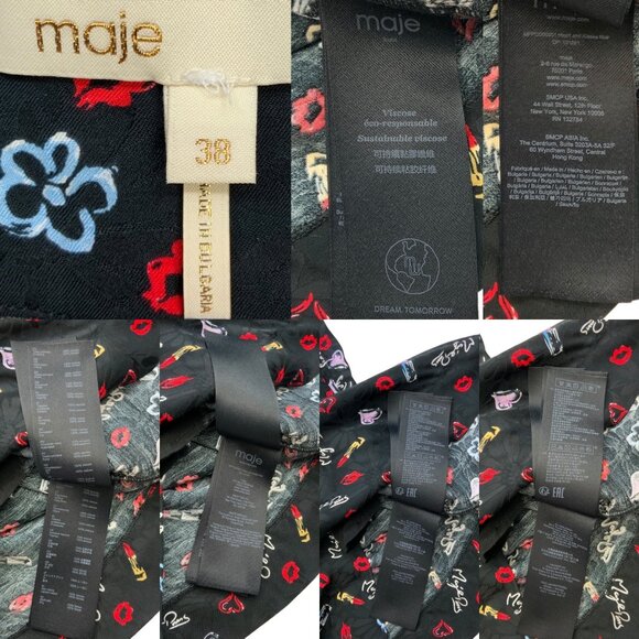 Maje Inobi Jacquard Printed Romper Playsuit 38 M Black Short Sleeves Pockets - Picture 4 of 12